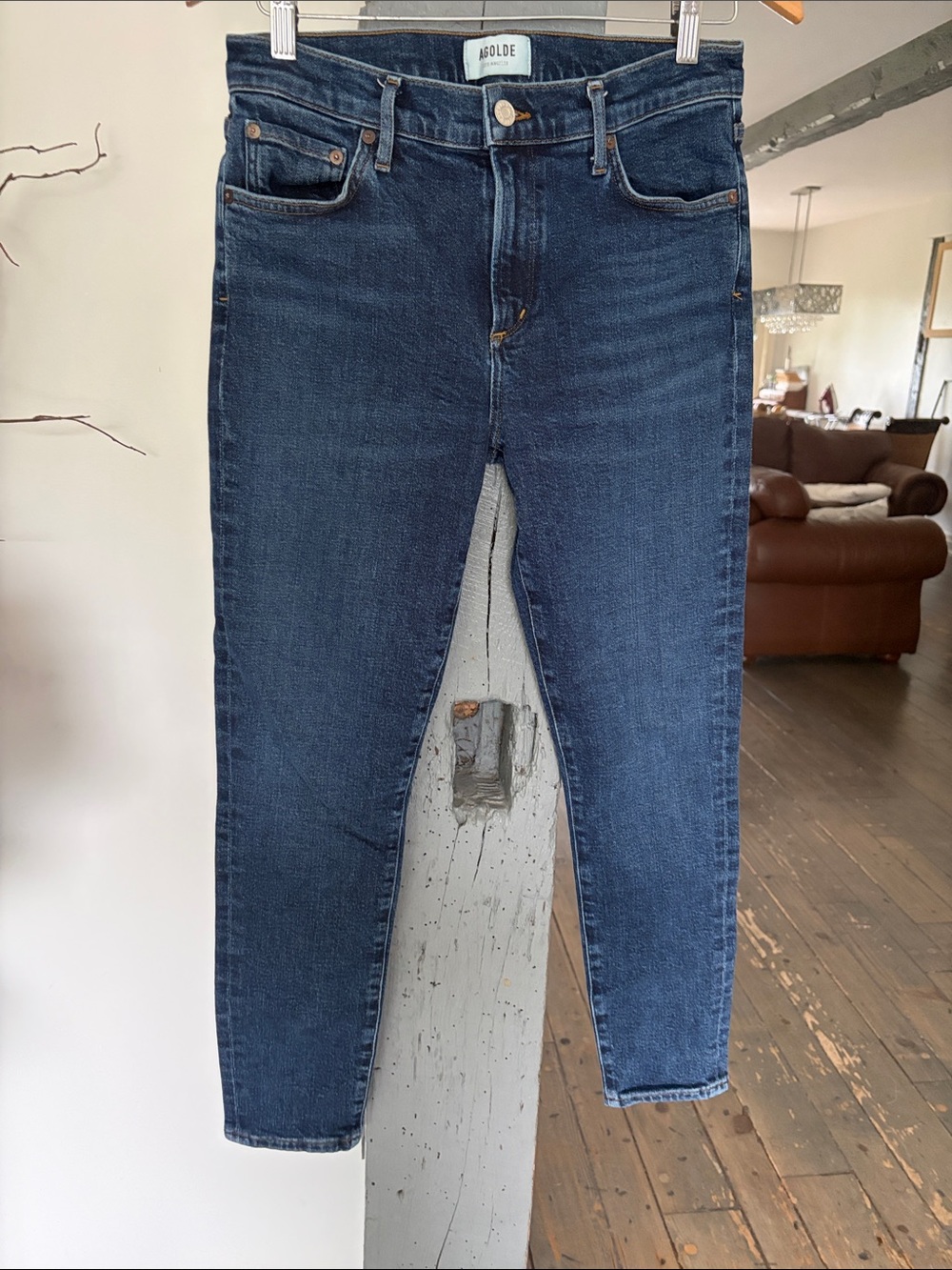 Agolde Dark Blue High-Rise Skinny Jeans